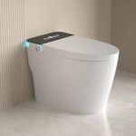 Smart Toilet with Bidet Built In, Foot Sensor Operation, Elongated Tankless Toilet with Automatic Flush, Dual Flush, Heated Bidet Seat with Warm Water, Dryer, TEMP Display for Bathrooms (TC-02 PRO)