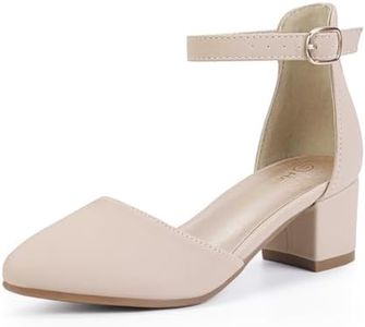 Hehainom Girls Dress Shoes High Heels Sandals Ankle Strap Flower Girl Little Big Kid Mary Jane Wedding Party Communion Mily Pump Shoes, Nude Nubuck, 3 Little Kid