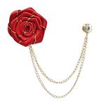 Rose Flower Brooch for Men Suit Lapel Pins with Tassel Chain Handmade Flower Pins and Brooches Red Rose Brooch Pin for Bridegroom Wedding Brooches for Suit Accessories