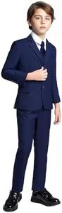 Toddler Boys Suit Kids Formal Dresswear Prom Tuxedo Children's Slim Fit Suits, Navy 5pc (Navy Tie), 8 Years