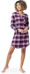 Fruit of the Loom Women's Flannel Sleep Shirt, Berry Plaid, Medium