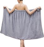 Towel Wrap for Women, Adjustable Shower Wrap Towel with Home Hotel Bath Towel Nightgown for Sauna Beach Pool Gym Travel - Gray XL