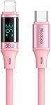 mcdodo [ Type C to Phone 14 Pro Max Display LED 36W PD Fast Charge Cord Nylon Braided Sync Charge USB Data 6FT Cable Compatible New Phone List below (Pink, 6FT/1.8M)