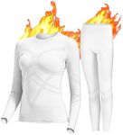 YESURPRISE Thermal Underwear Women Ultra-Soft Long Johns Set, Base Layer Skiing Winter Warm Top & Bottom White Gray