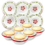 Hiceeden 2 Pack Ceramic Muffin Pans, 6 Cup Non-Stick Muffin Tin Cupcake Pan, Floral Popover Pans with Red Rim for Baking Puddings, Muffins, Cakes, Quiches, Brownies