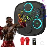 GEEZO Music Boxing Machine with Boxing Gloves,2024 Smart Bluetooth Boxing Machine Wall Mounted, Music Boxing Machine for Adults and Kids, Home Workout Boxing Target Machine (Black with Gloves)