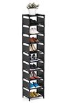 isightguard Narrow Shoe Rack, 10 Tier for Closet Entryway Tall Slim Vertical Shoe Rack for Small Spaces Shinky Shoe Organizer Space Saving Corner Shelf Shoe Tower