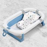 Baybee Kids Bath Tub for Baby Mini Swimming Pool for Kids, Foldable Bathtub for Baby with Anti Skid Base, Support Cushion & Drainer | Baby Bath tub for Kids 0 to 3 Years Boy Girl (Fairy, Blue)