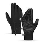 TEMEI Winter Waterproof Glove for Men and Women with Light Touchscreen Texting Fingers, Windproof Anti Slip Heated Glove Hands Warm for Bike, Hiking, Ski (Small, Black)