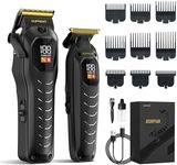 SUPRENT Professional Hair Clipper for Men-Rechargeable Heavy-Duty Motor Hair Cutting Kits with LED Display, Cordless Factory-Calibrated Zero Gapped Beard Hair Trimmer, Gifts for Men, Black