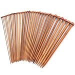 14 Inch Single Point Bamboo Knitting Needles Set for Beginners, 18 Pairs US Size 0-15 (2.0-10.0mm) Straight Wooden Knitting Needles, Long Wood Needles Prefect for Sweaters, Socks, Shawl and Scarf