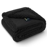 Luciphia Waterproof Dog Blanket, Pet Blanket for Bed Couch Sofa, Sherpa Fleece Cat Blanket for Small Medium Large Dogs, Reversible Furniture Protector Cover, Black Medium Pack of 1（57" x 40"）