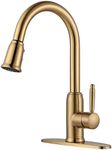 Gold Kitchen Faucet with Sprayer, WOWOW Stainless Steel Kitchen Faucet for Sink 1 or 3 Hole, Pull Down Kitchen Faucet High Arc Single Handle Kitchen Sink Faucet Vintage Style