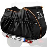 Bike Cover for Transport on Rack, 600D Oxford Heavy Duty Waterproof Bike Bicycle for 2 Bikes on Rear Bike Rack, Bicycle Cover for Transportation with Lock-Holes Storage Bag