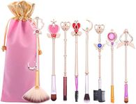 Magic Sakura Makeup Brushes Set - 8pcs Cosmetic Makeup Brush Set Professional Tool Kit Set Pink Drawstring Bag Included (Champagne Gold)