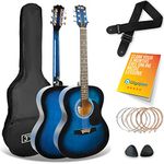 3rd Avenue Full Size 4/4 Acoustic Guitar Steel String Pack Bundle for Beginners - 6 Months FREE Lessons, Bag, Picks and Spare Strings - Blue