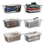 taiheis 6Pack Freezer Organizer, Chest Freezer Organizer for Deep Freezer ,L15.7~W9.6 inch Fridge Organizer with Handles,Wire Basket for Fridge Organizers and Storage,Black Storage Basket