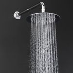 QUFA Mirror Stainless Steel 304 Round Ultra Slim High Pressure Rainfall Shower Head for bathroom With Arm Shower (Pack of 1) (12 * 12-21inch)