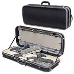 MI&VI NN-8001W Professional Double Violin Travel Case 4/4 (Full Size) Silk Interior | Hardwood Shell | Adjustable Straps | Fits Two 4/4 Full Size Violins - MIVI Music