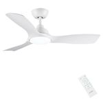CJOY Ceiling Fans with Lights and Remote, 42'' White Fan Lights Ceiling for Bedroom Dimmable 24W, DC Ceiling Fans with Lamps 6 Speeds, 3 Blades Quiet Reversible, Timer, Memory, Sleep Mode for Bedroom