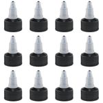 AYLIFU 12 Pcs 28/410 Natural twist top caps Black Twist Bottle Caps Squeeze Bottle Replacement Twist Caps Suitable for extrusion bottles, replacement caps, cosmetics bottles, crafts bottles, AF-07827