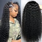 4x4 Human Hair Kinky Curly Wigs For Women Black Untreated Brazilian Virgin Hair 24 Inch 150% Density Glueless Wig Pre Plucked With Baby Hair For Natural Hairline