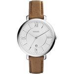 Fossil Watch for Women Jacqueline, Quartz Movement, 36 mm Silver Stainless Steel Case with a Genuine Leather Strap, ES3708