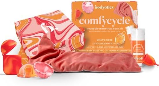 Comfycycle: Complete Period Care Pack - Reusable & Multisized Menstrual Discs, Cups, Sterilizer Case, Microwave Heating Pad & Magnesium Body Butter - Comfort & Convenience for Every Cycle
