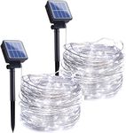 Outdoor Solar String Lights - 2 Pack 33FT 100 LED Solar Powered String Lights Waterproof Garden Fairy Lights Copper Wire Lights for Patio Yard Trees Christmas Table Wedding Party Decor (Pure White)