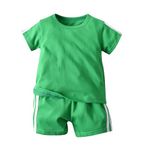 Toddler Children's Clothes Outfit Cotton Summer Fashion 2 Pack T-Shirt Tops+Shorts Sets Green 12-18 Months