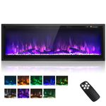 ORALNER 50" Electric Fireplace, Wall Mounted Recessed or Freestanding Fireplace Heater with 9 Flame Colors & 5 Adjustable Brightness, Remote Control & 8H Timer, Logs & Crystal, 750W/1500W (50 Inches)