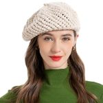 ZLYC Women Cable Knitted Berets Braided Baggy Beanie Winter Wool Warm Hat Beige