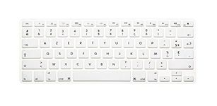 French Character Keyboard Cover, HQF® Laptop Keyboard Cover Silicone Skin for MacBook Air 13" iMac Pro 13" 15" *US Version* (with or w/Out Retina Display)-White