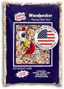 Valley Farms Woodpecker Mix, No Mess Bird Seed for Outdoor Feeders, W/Peanuts and Sunflower Hearts for Birds, Woodpecker Food, Attract All Bird Species (4 LBS)