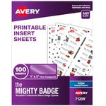 The Mighty Badge by Avery, 1" x 3" Inserts for Name Tags, 100 Clear Inserts for Inkjet Printers Only (71209)