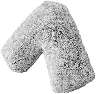 LSC Orthopedic V Pillow Soft & Fluffy Sherpa Teddy HUG & SNUG Fleece Pillows to Support Head, Neck and Back V-Shaped Maternity and Nursing Pillow with Non-Allergenic Pillowcase 70 x 35 cm (Light Grey)