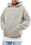 Runcati Mens Fuzzy Sherpa Pullover Hoodie Sweatshirts Long Sleeve Sport Front Pocket Fall Outwear Winter Hooded (Medium, 01 Picture Color)