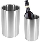 Wine Chiller Bucket, Champagne Bucket Double Wall Insulated Stainless Steel Wine Chiller Iceless Wine Cooler Ice Bucket