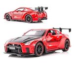 FEXXA Exclusive Alloy Metal Pull Back Die-cast Car Model with Sound Light Mini Auto Toy for Kids Metal Model Toy Car with Sound and Light [New Model] (1.32 Scale-NISAAN GTR-RED)