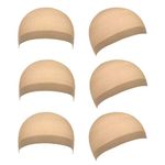 Qiuyan 6pcs Unisex Stocking Wig Caps, Non-slip Beige Wig Caps Soft Comfortable Stretchy Nude Wig Caps for Women and Men