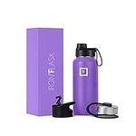 IRON °FLASK Sports Water Bottle - 945 ml, 3 Lids (Spout Lid), Vacuum Insulated Stainless Steel, Double Walled, Thermo Mug, Metal Canteen (Violet)