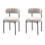 LivinVeluris Dining Chairs Set of 2, Modern Dining Chairs Mid-Century, Round Kitchen Chairs, Boulce Dining Chair with Black Metal Legs, Kitchen Dining Room (Light Grey/Black Legs, Set of 2)