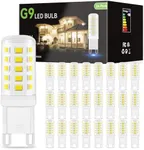 DAYBETTER G9 Led Bulb 24 Pack 6000K Daylight White 4W, Equivalen G9 Halogen Light Bulb 40 Watt, T4 G9 Bi Pin Ceramic Base, 120V 450LM No-Flicker 360° Beam Angle Non-Dimmable, G9 Bulb for Chandeliers