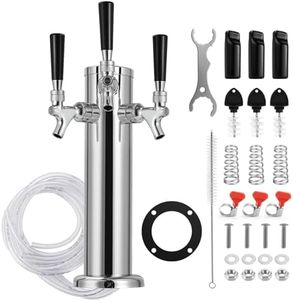 Hilangsan 3 Taps Beer Tower Kegerator Tower Keg Tower Stainless Steel Beer Tower Dispenser Beer Tap Faucet Kegerator Parts Beer Tap Tower Kegerator Tap Kit with Spring Pre-installed Beer Lines