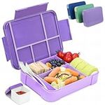 Bugucat Bento Lunch Box 1330ML,Kids Lunch Box Bento Boxes with 6 Compartments Cutlery,Leak Proof Lunchbox Snack Boxes for Kids Adult,Kids Lunch Box with Compartments for School Kindergarten Purple