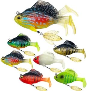 DAMIDEL 6Pcs Pre-Rigged Jig Head Soft Fishing Lures，Paddle Tail Swimbaits/3D Eyes/Spinner Blades for Bass Fishing,Hidden Ultra-Sharp Hook in The top fin,Fishing Bait for Freshwater Saltwater