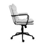 2xhome Modern Mid Chair with Cushioned Seat & Back, Soft Cloth Upholstered Sleek Design for Home or Office, Light Gray, Fabric White