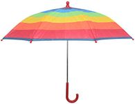 Drizzles Childrens Multi Striped Umbrella with Crook Handle Red