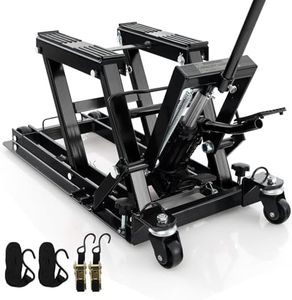 HOMFME 680 kg Hydraulic Motorcycle Lift Jack, Motorbike Lifting Stand with 3-Level Height Adjustable Platform, Wheels, Heavy Duty Motorcycle Jack Lift Table Hoist Stand for ATV UTV Quad (Black)