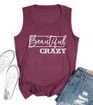 Beautiful Crazy Tank Tops for Women Funny Country Music Shirts Inspirational Letter Print Casual Vest Tops, Purple, X-Large